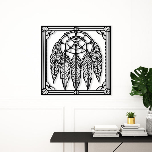 Boho Dreamcatcher Metal Wall Art: Tribal Feather Decor, Unique Birthday Gift