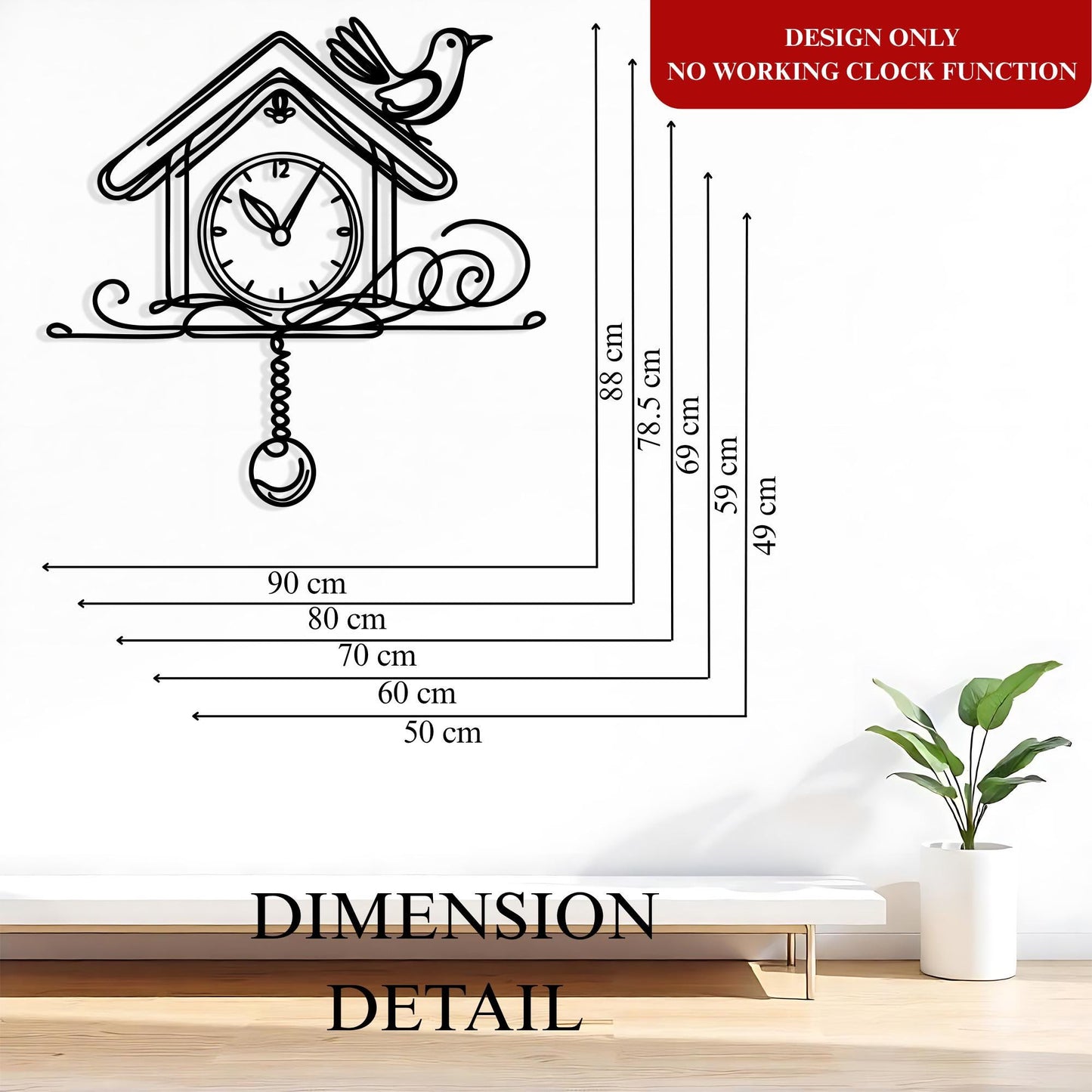 Cuckoo and Clock Design Metal Wall Art - Laser-Cut Birdhouse Silhouette - Unique Birthday Gift