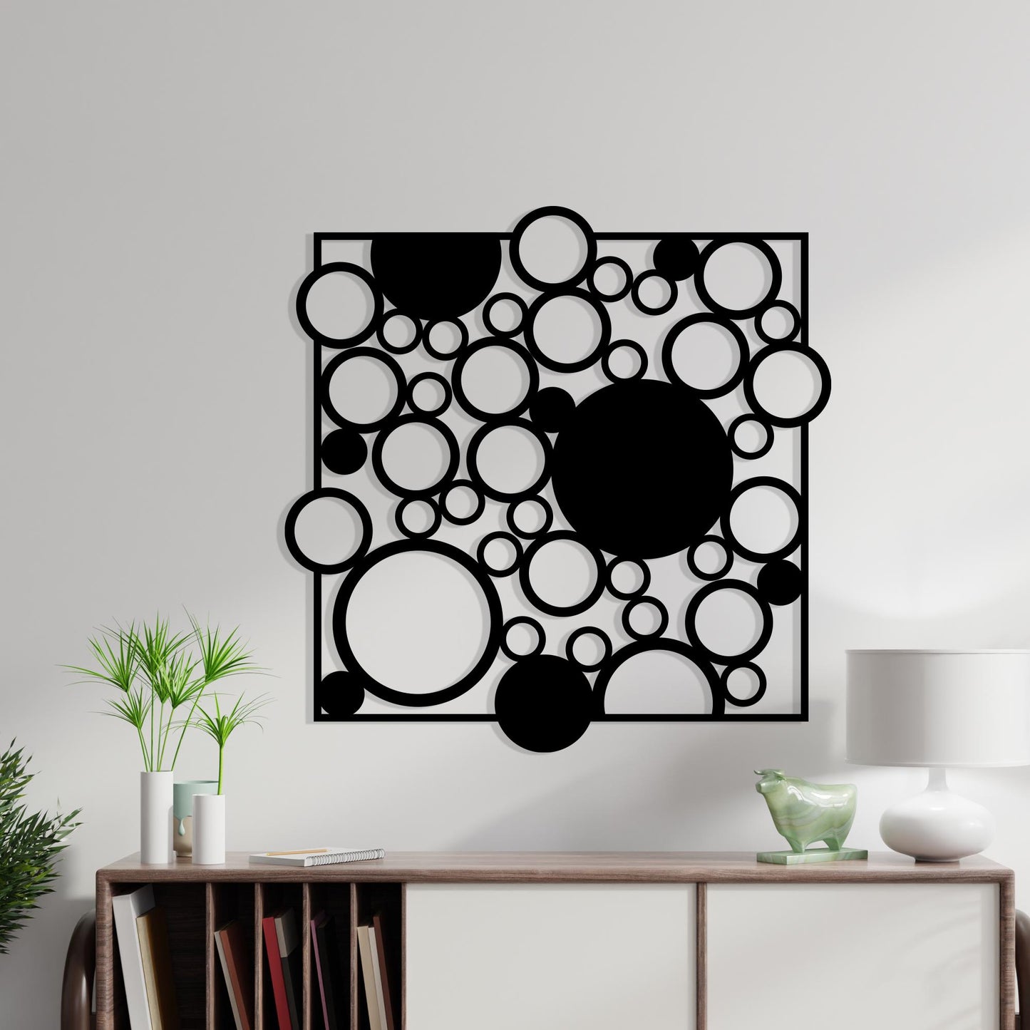Geometric Circle Metal Wall Art: Modern Abstract Decor