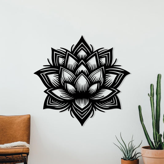 Lotus Flower Metal Wall Art: Boho Zen Mandala Decor