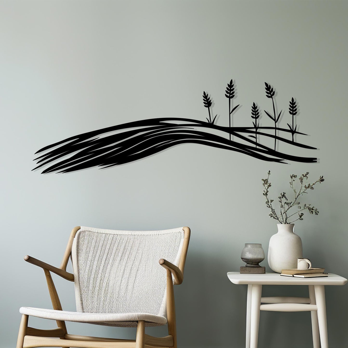 Wheat Field Metal Wall Art: Rustic Farmhouse Silhouette, Unique Birthday Gift