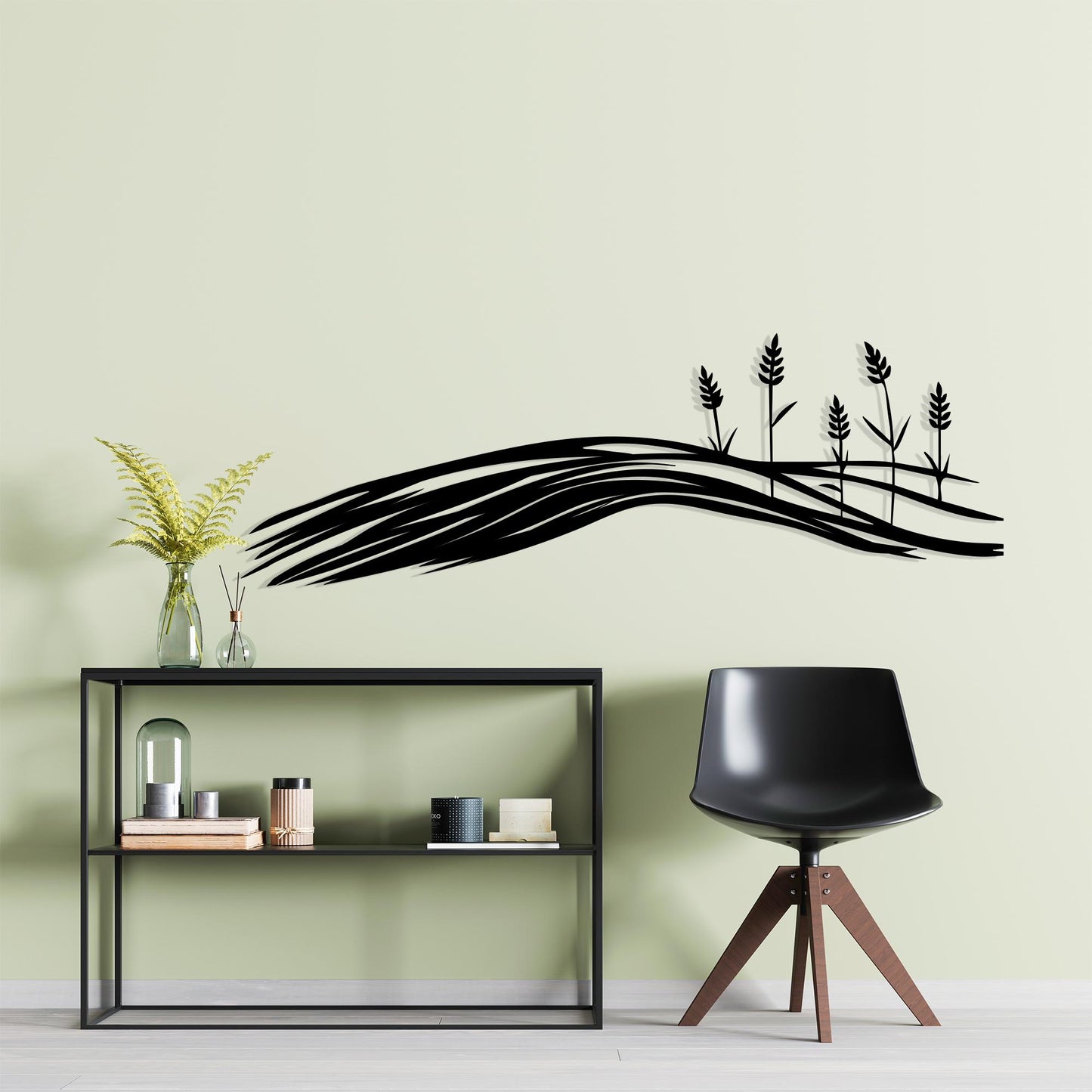 Wheat Field Metal Wall Art: Rustic Farmhouse Silhouette, Unique Birthday Gift