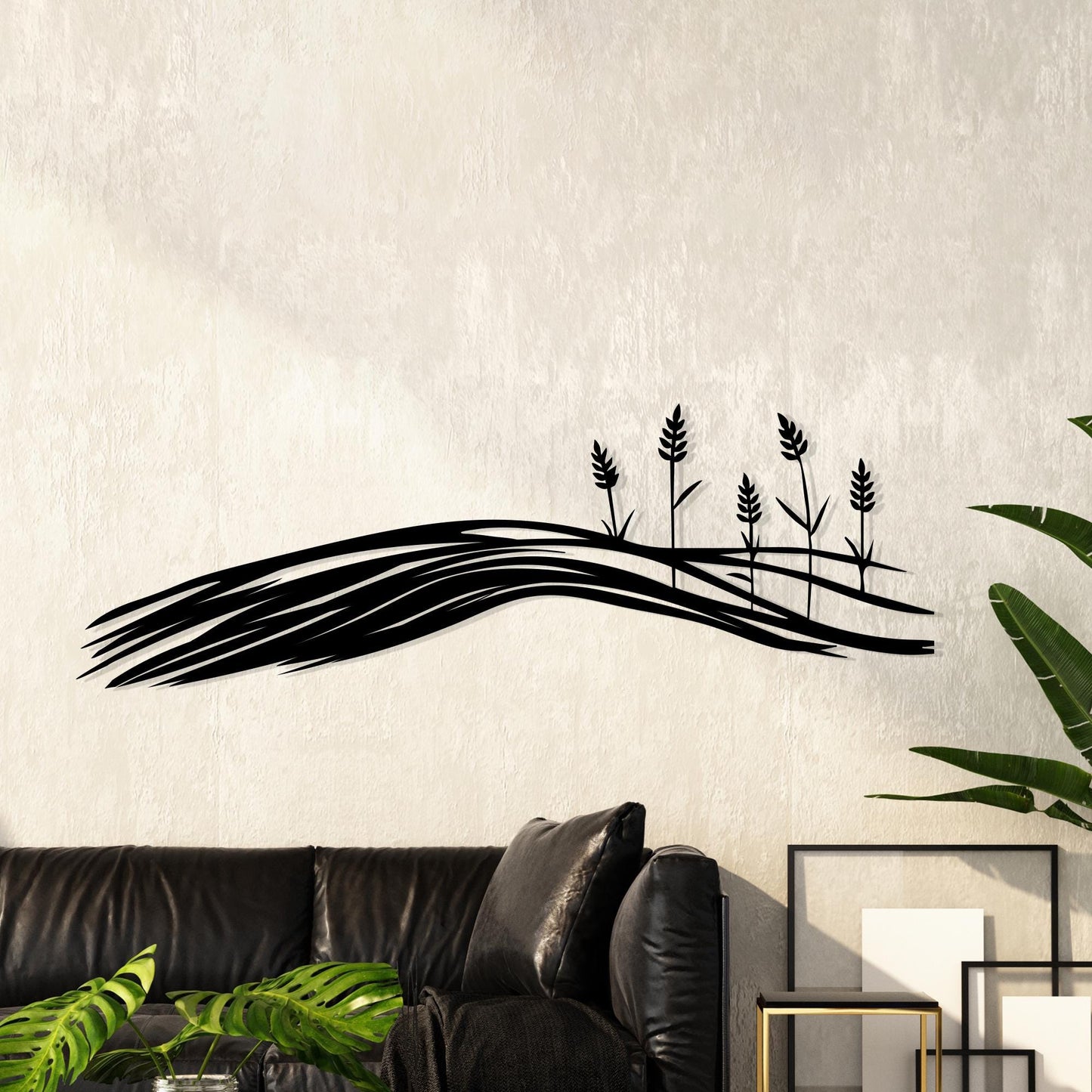 Wheat Field Metal Wall Art: Rustic Farmhouse Silhouette, Unique Birthday Gift