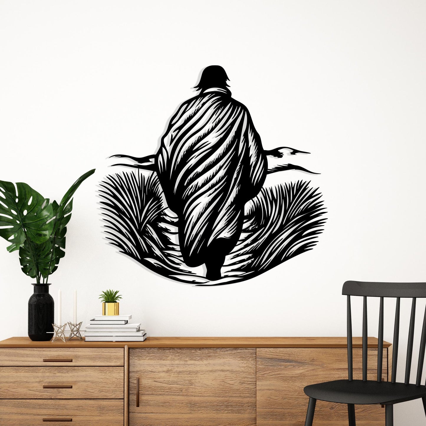 Walking Man Metal Wall Art: Rustic Modern Home Decor