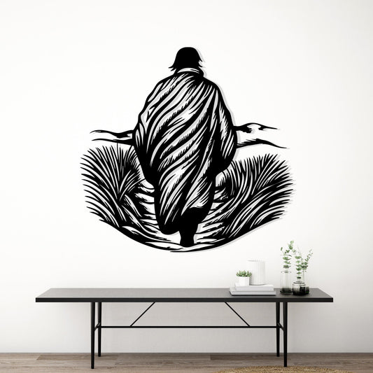 Walking Man Metal Wall Art: Rustic Modern Home Decor