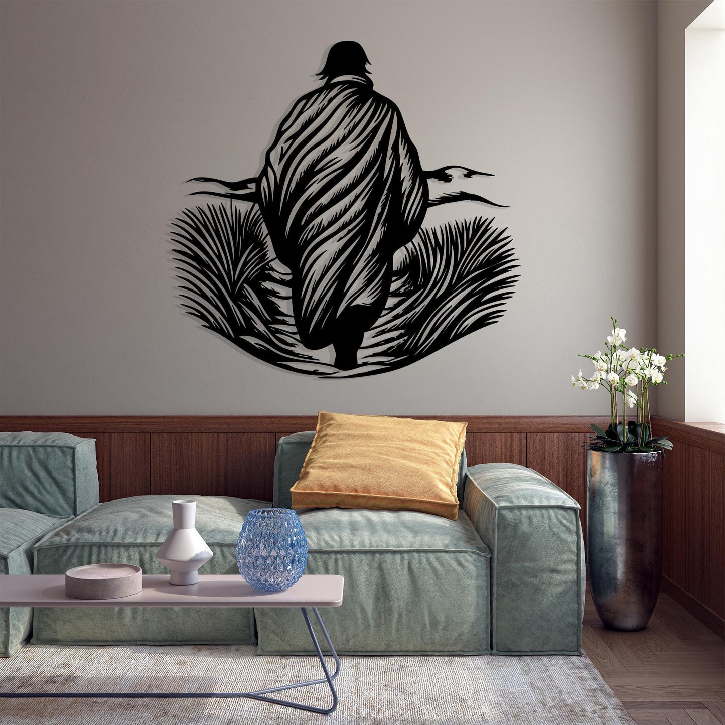 Walking Man Metal Wall Art: Rustic Modern Home Decor