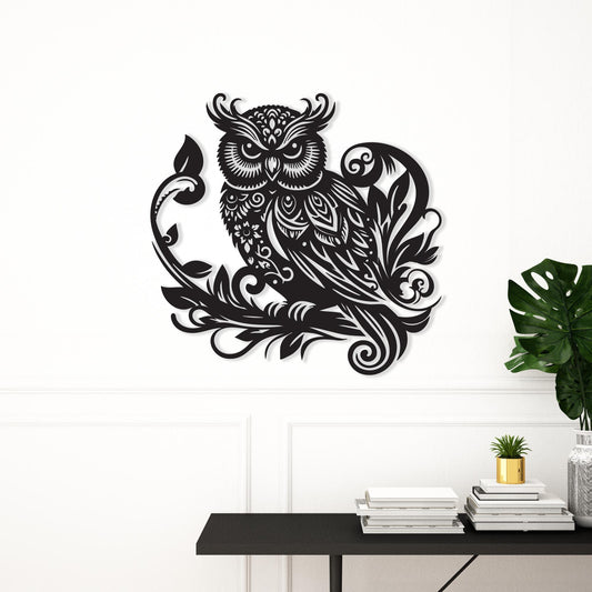 Black Metal Owl Wall Art: Mandala Boho Decor, Unique Birthday Gift