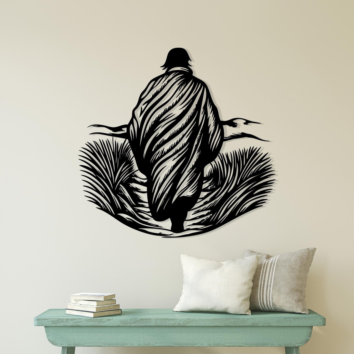 Walking Man Metal Wall Art: Rustic Modern Home Decor