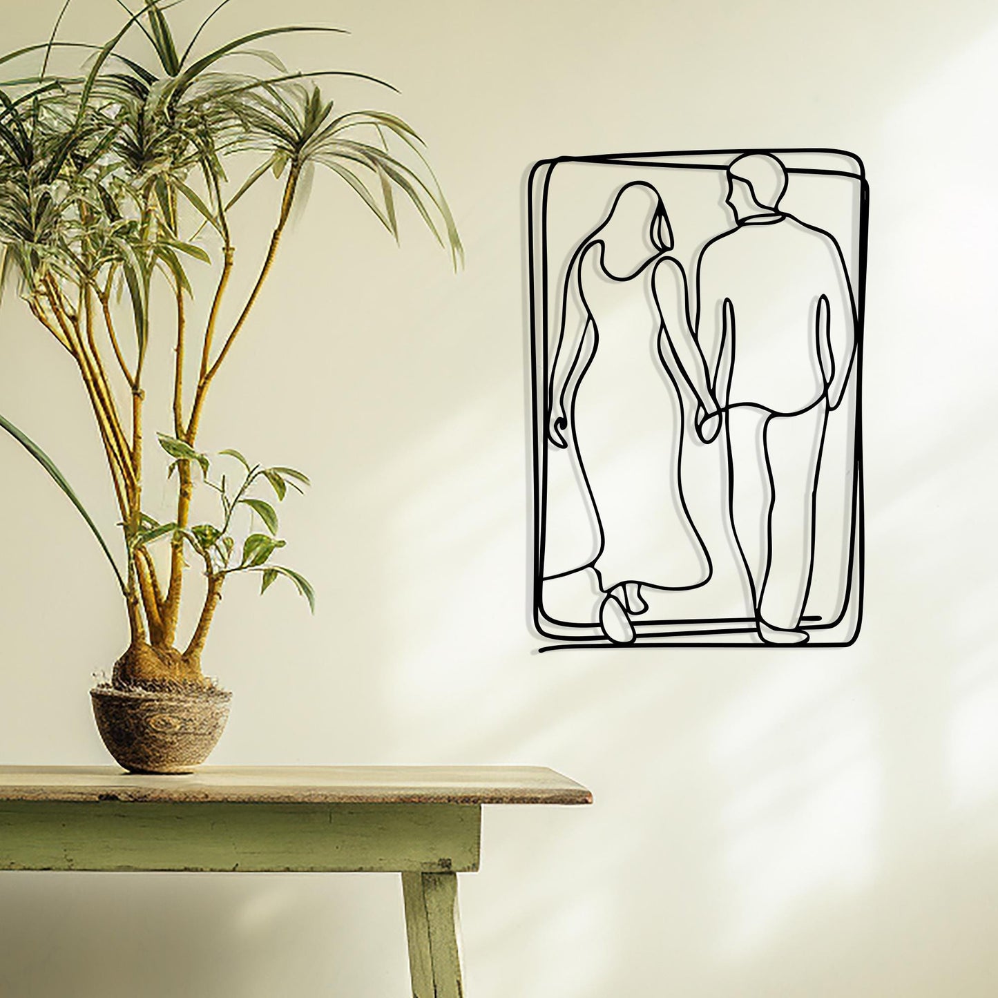 Couple Minimalist Metal Wall Art - Romantic Home Decor for Bedrooms, Gift For Lovers