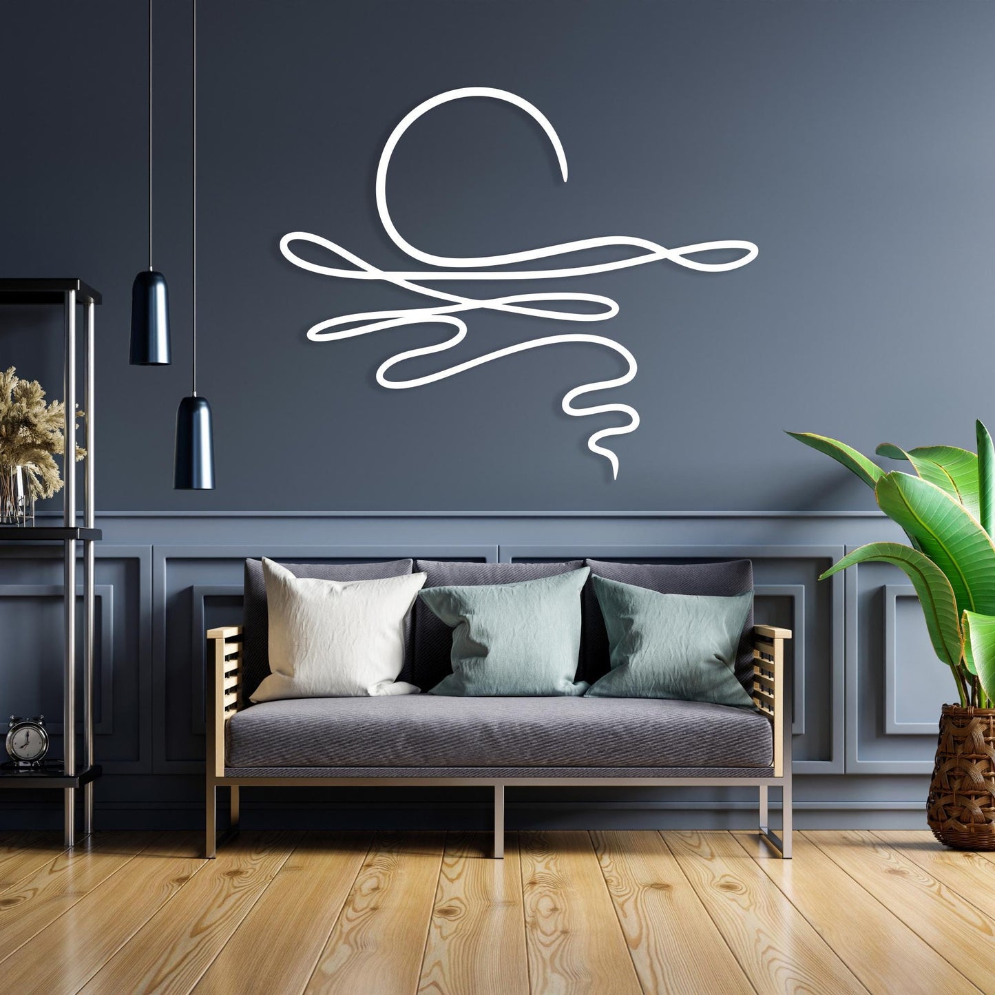 Abstract Sun Metal Wall Art | Minimalist Line Decor | Coastal Sunset Sign | Boho Gift