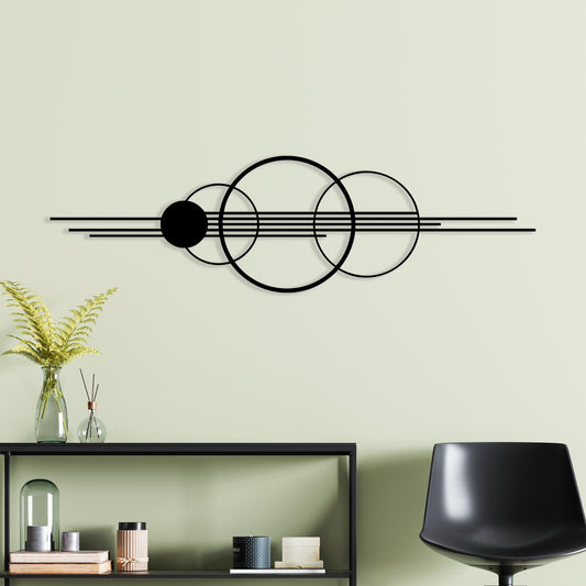 Geometric Metal Wall Art: Circle and Line Modern Home Decor, Housewarming Gift