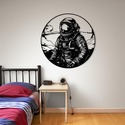 Metal Astronaut Wall Art | Space Decor Sign | Kids Room Galaxy Theme | Sci-Fi Gift