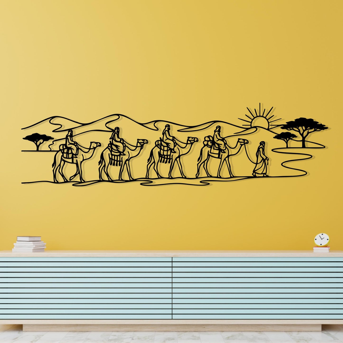 Camel Caravan Metal Wall Art | Desert Safari Decor | African Landscape Sign | Bedouin Gift