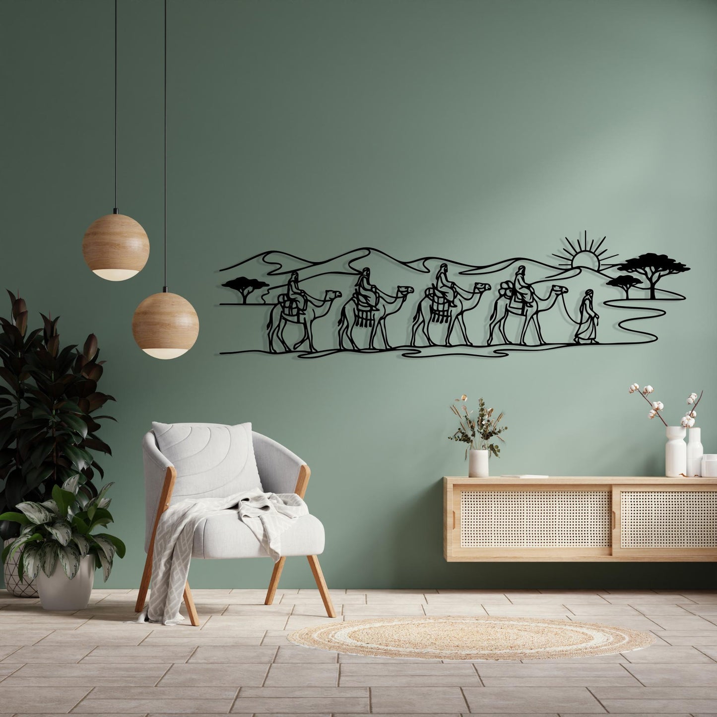Camel Caravan Metal Wall Art | Desert Safari Decor | African Landscape Sign | Bedouin Gift