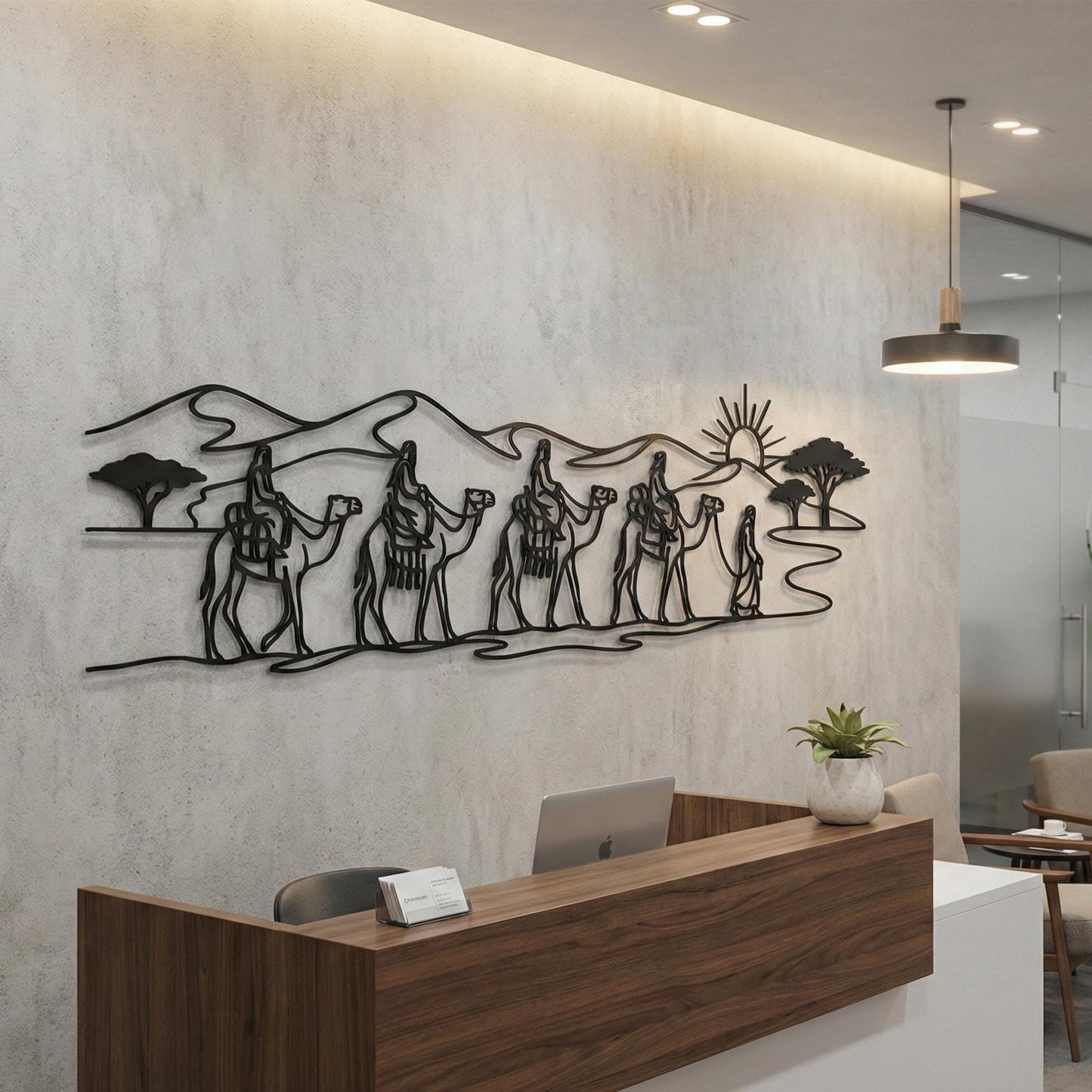 Camel Caravan Metal Wall Art | Desert Safari Decor | African Landscape Sign | Bedouin Gift