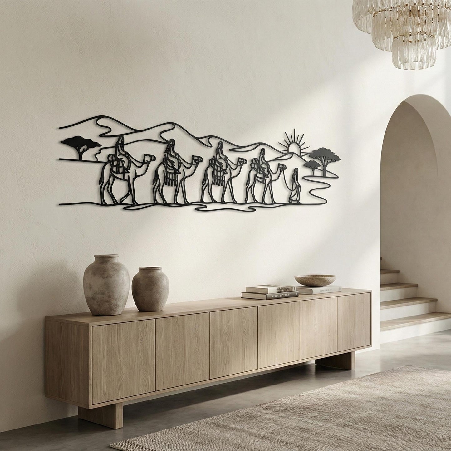 Camel Caravan Metal Wall Art | Desert Safari Decor | African Landscape Sign | Bedouin Gift