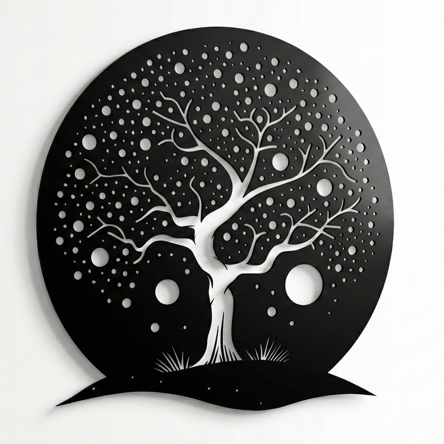 Whimsical Tree of Life Wall Art | Round Metal Moon Decor | Magical Nursery Sign